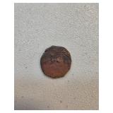 Spanish Colonial Copper Coin with Shield Design