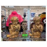 Gold Cherub Statues with Small Angel Lamp