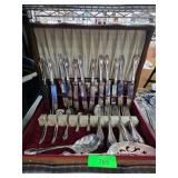 Silver Plated Flatware Set With Case and Serving U