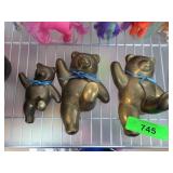 Three Bears Brass Wall Mount Coat Hooks