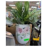 Decorative Ceramic Vase with Faux Floral Arrangeme