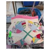 Handmade Patchwork Quilt With Fan Design and Pink