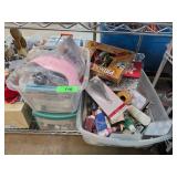 Craft Supplies Including Paints, Glitters, and Yar