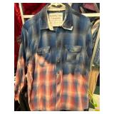 Adult Large Blue and Pink Bleached Plaid Shirt by