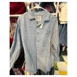 Blue Long-Sleeve Denim Shirt with Dolly Parton Gra