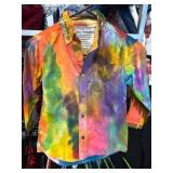 Multicolored Tie-Dye Long-Sleeve Shirt with Fringe