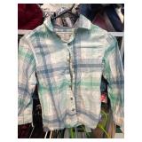 Plaid Long-Sleeve Shirt With Fringe Accent