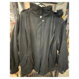 Westbound Womenï¿½s Black Coat with Faux Fur Trim, S