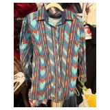 Western-Style Button-Up Shirt With Aztec Pattern a