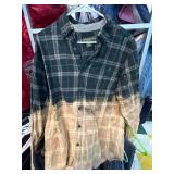 Eddie Bauer Plaid Flannel Shirt Bleached Ombre Des