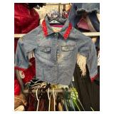 Childrenï¿½s Denim Jacket with Fringe and Red Sequin