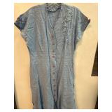 Blue Button-Up Short-Sleeve Dress