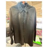 Ellen Tracy Company Black Leather Button-Up Jacket