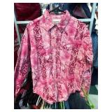 Pink Paisley Long-Sleeve Western Shirt with Fringe