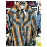 Plaid Western-Style Shirt with Fringe and Sequins,