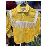 Yellow Western-Style Shirt with White Fringe and B