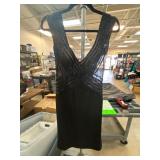 Sleeveless Black Cocktail Dress with Beaded Detail