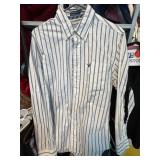 Vintage Fit Blue and White Striped Button-Up Shirt