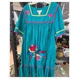 Bechamel Turquoise 100% Cotton Embroidered Dress w