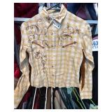 Yellow Plaid Youth Western Shirt with Embroidered