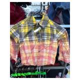 Childrenï¿½s Plaid Button-Up Shirt in Yellow, Orange