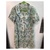 Short-Sleeve Dress with Green Paisley Print