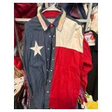 Long-Sleeve Texas Flag-Themed Shirt With Fringe an