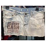 Denim Mini Skirt With Johnny Cash Patch and Studde