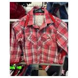 Red Plaid Western Shirt with Sequined Fringe Detai