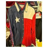 Texas Flag-Inspired Button-Up Shirt with Sequin Co