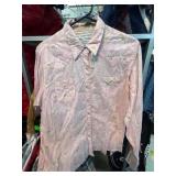 Pink Adult Large Western-Style Shirt with Fringe D