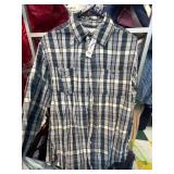 Blue and White Plaid Button-Up with Musician Patch