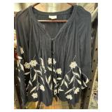 J. Jill Womenï¿½s Black Embroidered Button-Down Shir