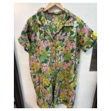 Floral-Print Button-Up Short-Sleeve Dress