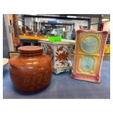 Wall Pocket, Ceramic Jar, and Planter with Drip Tr