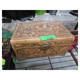 Wooden Box With Carved Bird Motif