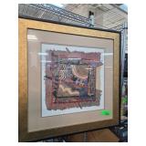 2pc Framed Abstract Mixed Media Collages
