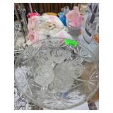 Pressed Glass Punch Bowl Set with Cups