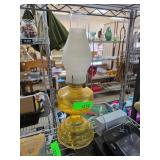 Amber Glass Oil Lamp with White Chimney
