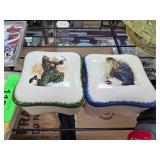 Ceramic Trinket Boxes with Painted Figures