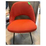 Mid-Century Modern Red Upholstered Chair with Blac