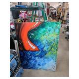 Abstract Print on Canvas and Ocean Photograph in