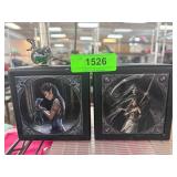 Two Decorative Square Boxes with Artwork