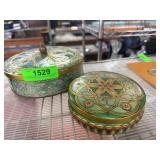 Two Decorative Lidded Metal Trinket Boxes