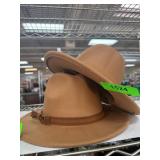 Two Brown Wide-Brim Hats