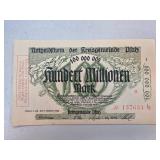 German 100 Million Mark Notgeld Note, 1923