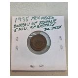 1935 New Mexico Revenue Tax Token