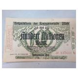 1923 German Notgeld Banknote, 100 Million Mark