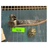 Decorative Knife and Carved Skull Set