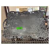 Decorative Metal Tray with Raised Grape Design